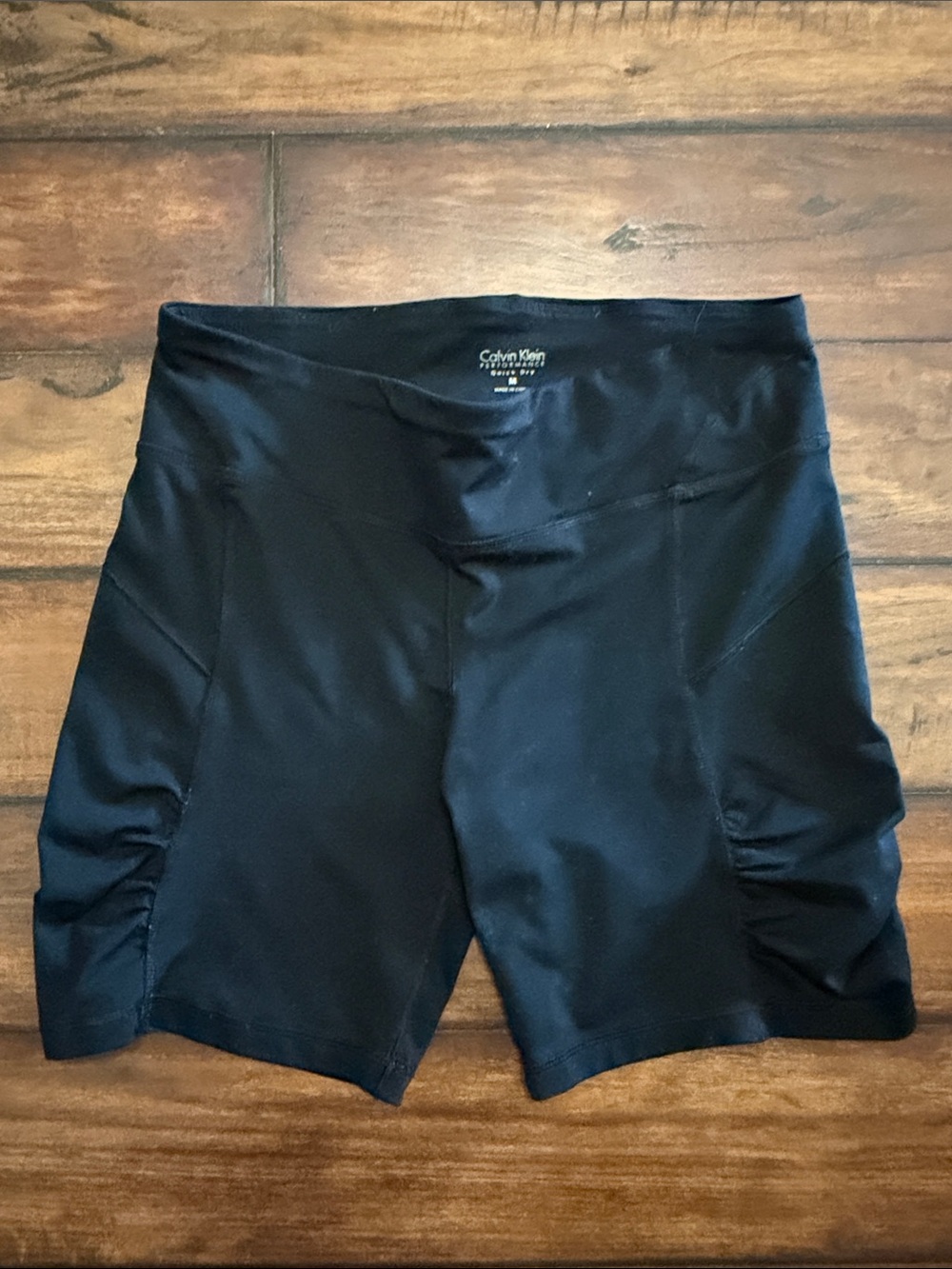 Calvin Klein Black Women’s Bike Shorts with Ruched Sides